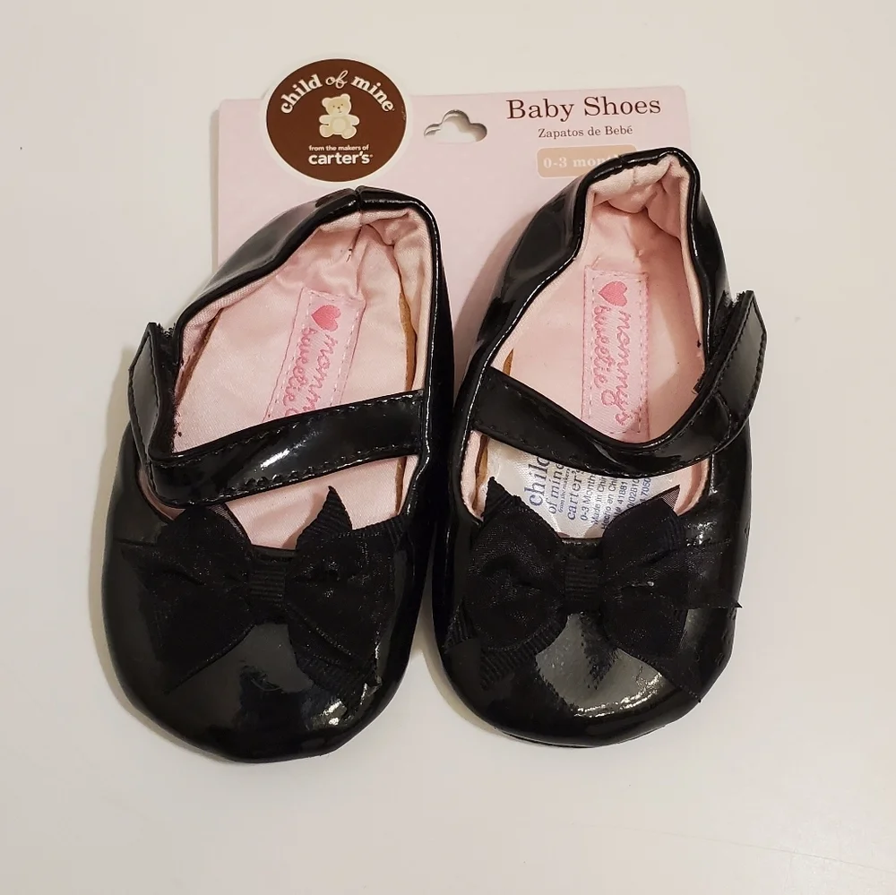 Carter's Baby Girl 0-3months Black Flats with Bow